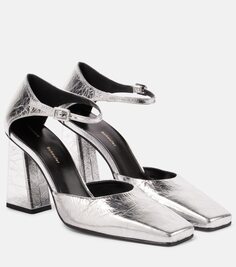 Кожаные туфли с эффектом металлик quad Proenza Schouler, серебро