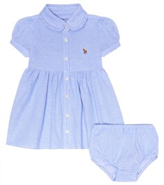 Детское хлопковое платье и шаровары Polo Ralph Lauren Kids, синий