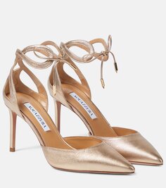 Кожаные туфли tessa 105 с эффектом металлик Aquazzura, золото