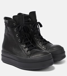 Кожаные высокие кеды Rick Owens, черный