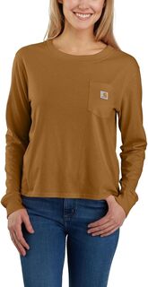 Легкая футболка свободного кроя с длинными рукавами и карманами и круглым вырезом Carhartt, цвет Carhartt Brown
