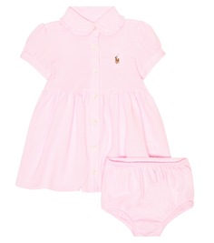 Детское хлопковое платье и шаровары Polo Ralph Lauren Kids, розовый