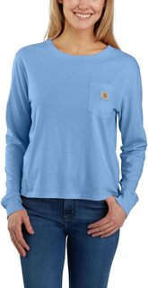 Легкая футболка свободного кроя с длинными рукавами и карманами и круглым вырезом Carhartt, цвет Skystone