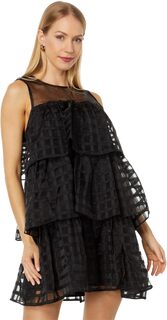 Платье Organza Gridded Tiered Sleeveless Mini English Factory, черный