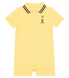 Хлопковый комбинезон с логотипом baby Polo Ralph Lauren Kids, желтый
