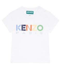 Хлопковая футболка с детским принтом Kenzo Kids, белый