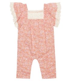 Хлопковый комбинезон baby irene с цветочным принтом Louise Misha, розовый