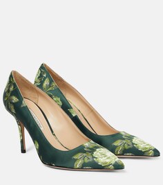 Атласные туфли sophia с цветочным принтом Emilia Wickstead, зеленый