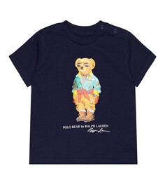 Футболка из хлопкового джерси с детским принтом Polo Ralph Lauren Kids, синий