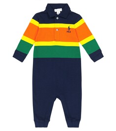 Детский комбинезон из хлопкового пике в полоску Polo Ralph Lauren Kids, мультиколор