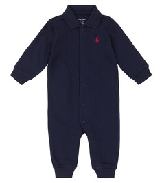 Детский комбинезон из хлопкового трикотажа Polo Ralph Lauren Kids, синий