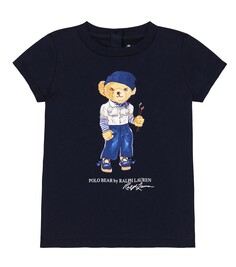 Футболка-поло baby bear из хлопкового джерси Polo Ralph Lauren Kids, синий