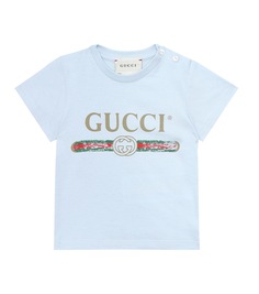 Хлопковая футболка с логотипом baby Gucci Kids, синий