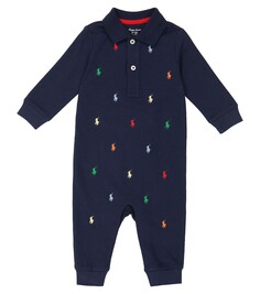 Детский хлопковый комбинезон Polo Ralph Lauren Kids, синий