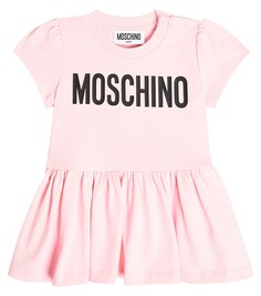 Платье из хлопкового джерси с детским принтом Moschino Kids, розовый