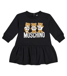 Платье-толстовка из хлопка baby teddy bear Moschino Kids, черный
