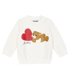 Толстовка из смесового хлопка с детским принтом Moschino Kids, белый