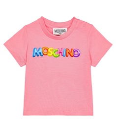 Футболка из смесового хлопка с логотипом baby Moschino Kids, белый