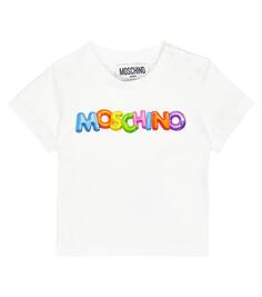 Хлопковая футболка с детским принтом Moschino Kids, белый