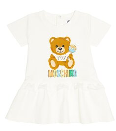 Мини-платье из хлопкового джерси baby teddy bear Moschino Kids, белый