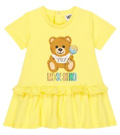 Платье из хлопкового джерси baby teddy bear Moschino Kids, желтый