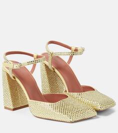 Атласные туфли charlotte 95 с кристаллами Amina Muaddi, желтый
