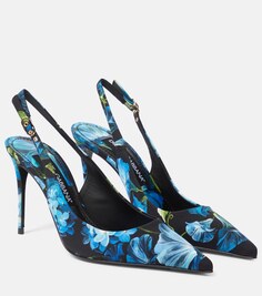 Туфли-лодочки из парусины с пяткой на пятке с цветочным принтом Dolce&amp;Gabbana, мультиколор