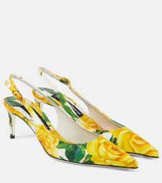 Туфли-лодочки из парусины с пяткой на пятке с цветочным принтом Dolce&amp;Gabbana, мультиколор