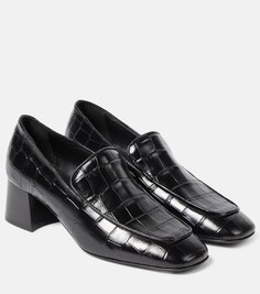 Туфли-лодочки на блочном каблуке с тиснением под кожу крокодила Toteme, черный