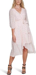 Платье из искусственного запаха с V-образным вырезом и рукавами-фонариками DKNY, цвет Powder