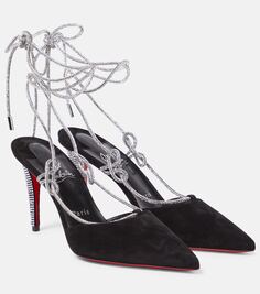 Astrid кружевные замшевые туфли strassita 85 Christian Louboutin, черный