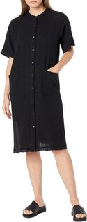 Платье-рубашка с воротником-стойкой Petite Eileen Fisher, черный