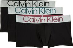 Трусики из экологически чистой стали с низкой посадкой, 3 шт. Calvin Klein Underwear, цвет Black Bodies/Black/Dark Slate/Crushed Berry Logos