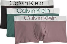 Трусики из экологически чистой стали с низкой посадкой, 3 шт. Calvin Klein Underwear, цвет Black/Sparrow/Garden Topiary