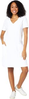 Платье прямого кроя с короткими рукавами и швами в оттоманскую рубчику Mod-o-doc, белый