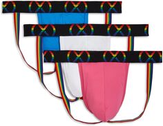Трусы (X) Sport Mesh Pride 3-Pack Jock Strap 2(X)IST, цвет Electric Blue/White/Pink 2xist
