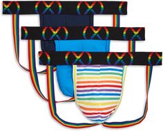Трусы (X) Sport Mesh Pride 3-Pack Jock Strap 2(X)IST, цвет Varsity Navy/Electric Blue/Rainbow Stripe 2xist