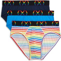 (X) Комплект из 3 трусов Sport Mesh Pride для неявки 2(X)IST, цвет Varsity Navy/Electric Blue/Rainbow Stripe 2xist