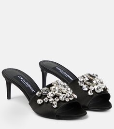 Атласные мюли с кристаллами Dolce&amp;Gabbana, черный