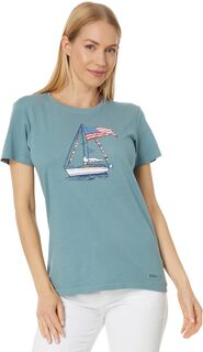 Футболка USA Sailboat с короткими рукавами Crusher-Lite Life is Good, цвет Smoky Blue