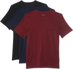 Комплект из 3 классических футболок с короткими рукавами BOSS, цвет Navy/Burgundy Red/Black