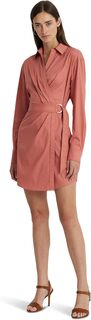 Платье-рубашка из эластичного хлопка с запахом LAUREN Ralph Lauren, цвет Pink Mahogany