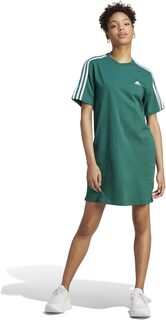 Платье-футболка бойфренда с 3 полосками adidas, цвет Collegiate Green/White