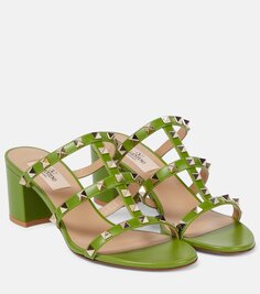 Кожаные мюли rockstud Valentino Garavani, зеленый