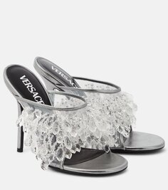 Декорированные туфли-лодочки из пвх Versace, серебро