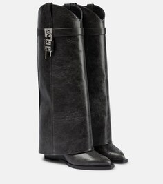 Ковбойские кожаные ботинки с акулим замком Givenchy, черный