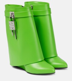 Кожаные ботильоны с замком акулы Givenchy, зеленый