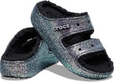 Сандалии на плоской подошве Classic Cozzzy Sandal Crocs, цвет Black/Multi Glitter