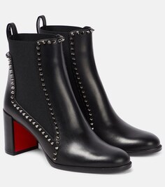 Кожаные ботильоны out line с шипами Christian Louboutin, черный