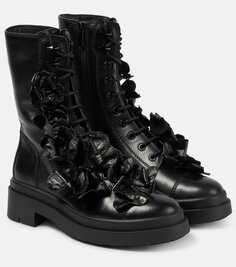 Кожаные армейские ботинки nari с цветами Jimmy Choo, черный